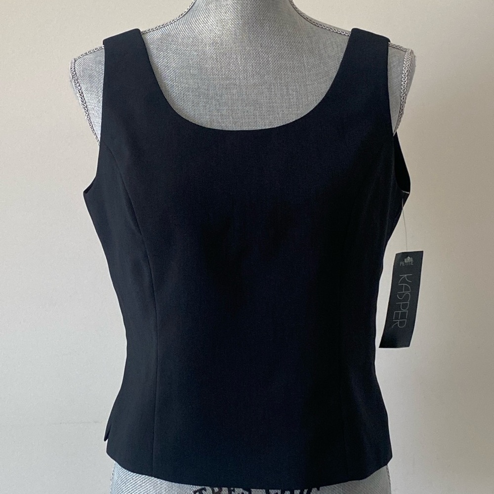 Kasper Sleeveless Suit Top Black 8 Petite